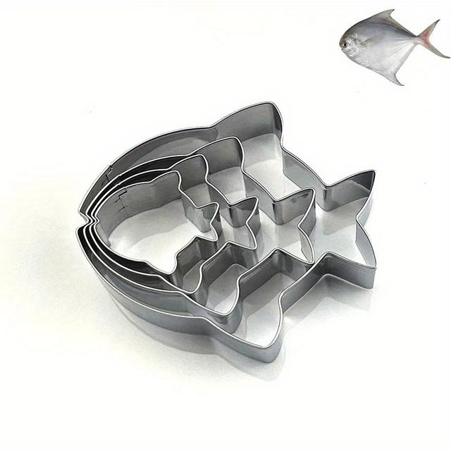 TEMU 4er-Set Cartoon-Fisch Keksausstecher, Wasserlebewesen Fischausstechformen für Torten und Gebäck, Fondant-Deko-Werkzeuge