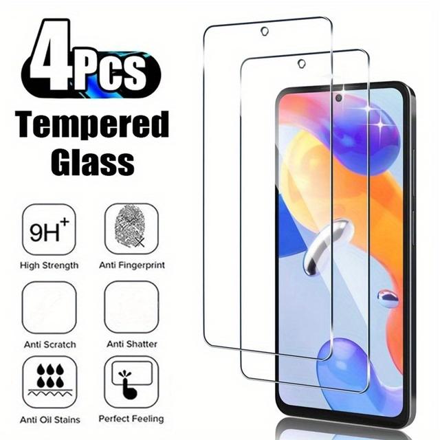 TEMU 4pcs 2.5d 9h Tempered Glass Film Suitable For Redmi Note 10 Pro Max Redmi Note 11 Pro + 5g Redmi Note 10 5g Screen Protector Glass Film, , Scratch Resistant, , High-definition