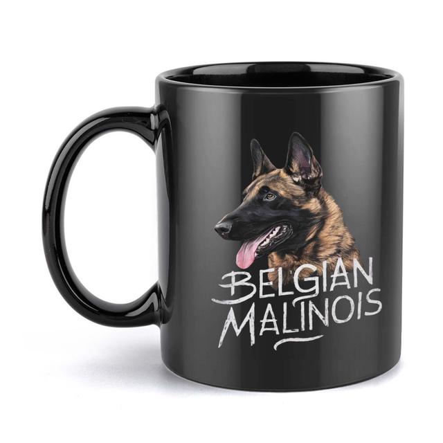 TEMU 1pc Belgian Malinois Ceramic Coffee Mug, 11oz, Hand Wash Only, Reusable, Multipurpose, Ideal Gift For , Use, Coffee Bar Accessories