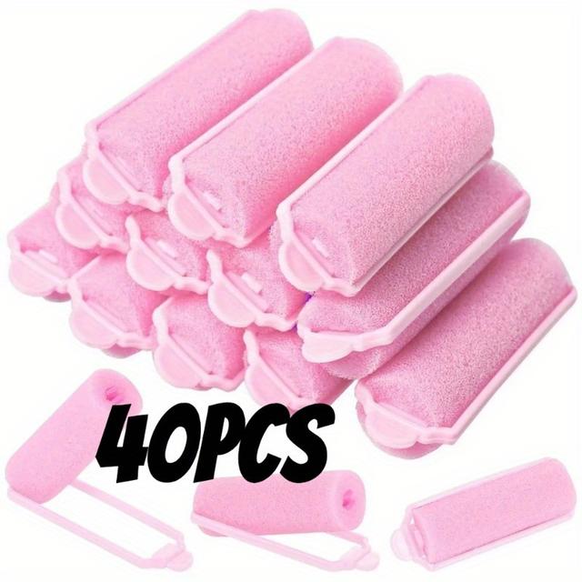 TEMU 40pcs Of Lovely Styling Sponge Curlers, Large Soft Foam Curlers That No Heat. Ideal For Hair Curling, Curlers Are Hair And Perfect For Salon Use