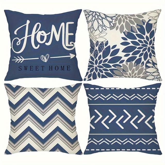 TEMU 4pcs, Geometric Traditional Style Pillow Covers, Single-sided Printing, Available In 3 Sizes, Suitable For Sofa Living Room Bedroom Home Decor, No Pillow Insert