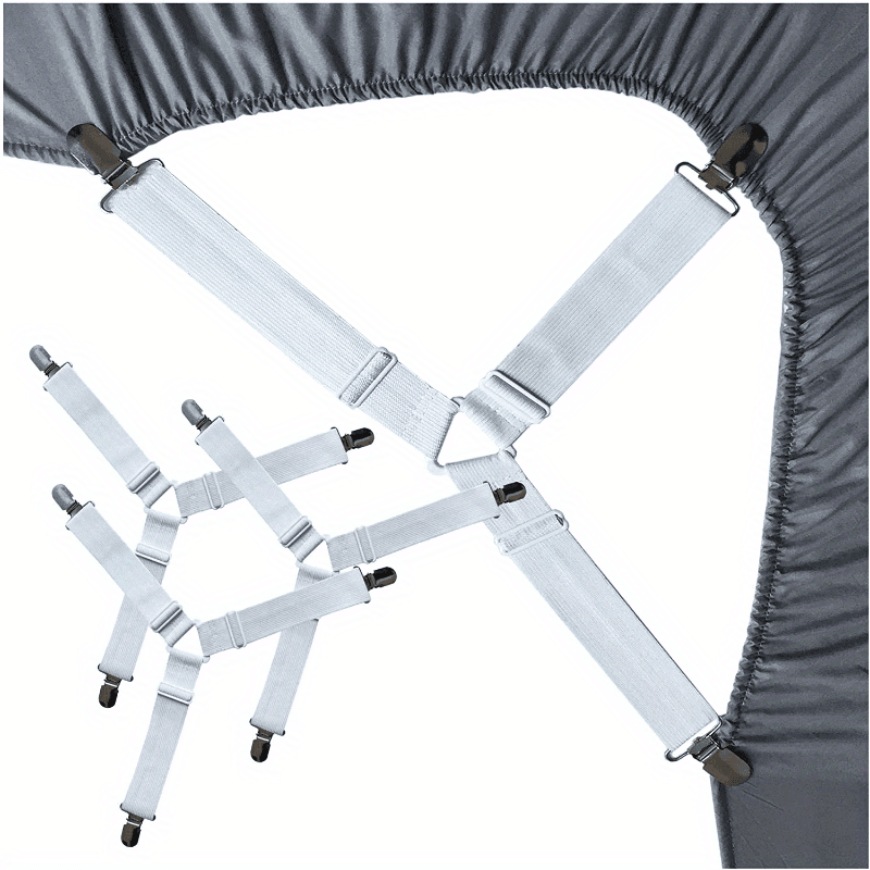 TEMU 4pcs Adjustable Bed Sheet Holder Straps | Nylon Non- Fabric Sheet Stays Keepers, Spot-
