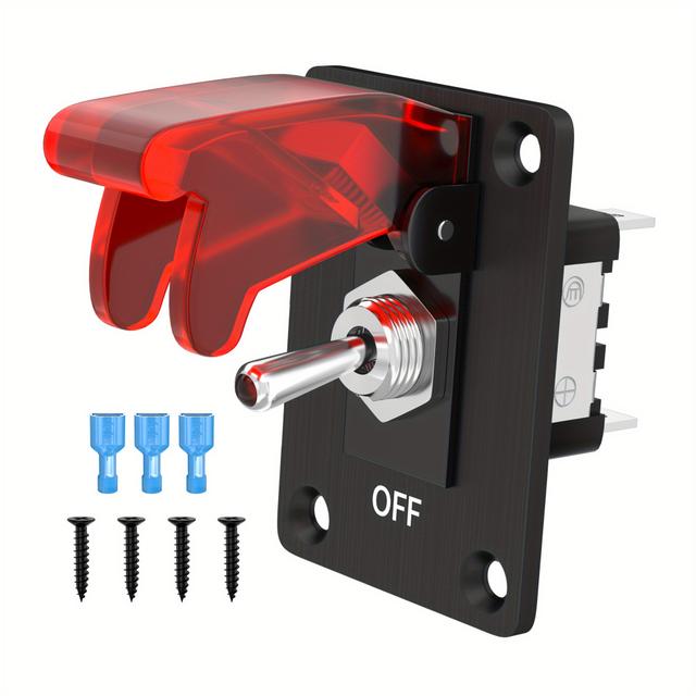 TEMU 12v 20a Toggle Switch, On/ Off 3 Pin With Led Light, Illuminated Rocker Switch For Automotive Boat, Includes Mounting Panel & Safety Cover