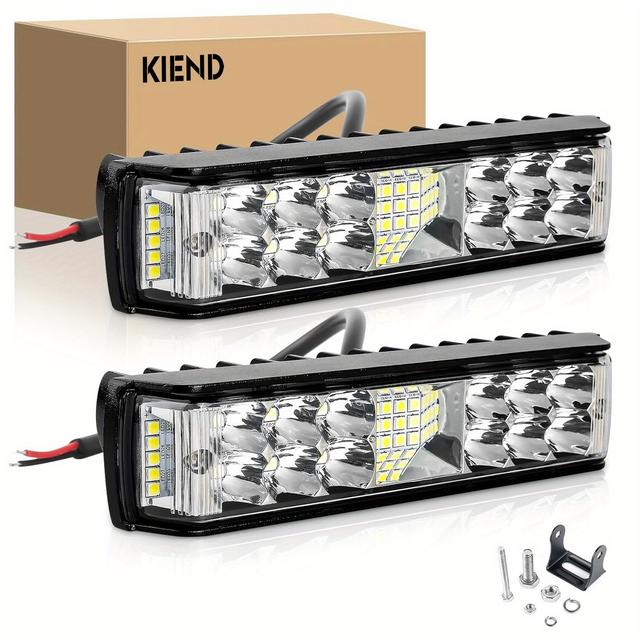TEMU 2pcs 7 Inch Led Light Bar 60w 5500lm 6500k Off Road Driving Auxiliary Led Work Lights For Truck Atv Boat Suv Motorbike 12v 24v, Without Battery