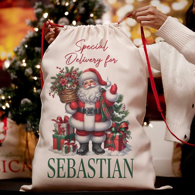 TEMU Custom Santa Sack Gift Bags, Personalized Name Party Bag Packs, Customized Christmas Perfect Gift Bag, Cute And Elegant Santa Claus Gift Bag Is Perfect For Christmas Atmosphere