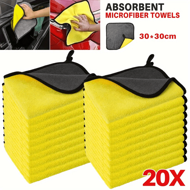 TEMU 20pcs Microfiber Cleaning Towels - Absorbent, , & Detailing Cloths, Ideal For Home & Auto Maintenance, Auto Detailing Supplies | Absorbent Towels | Durable Cleaning Cloths, Cleaning Accessories