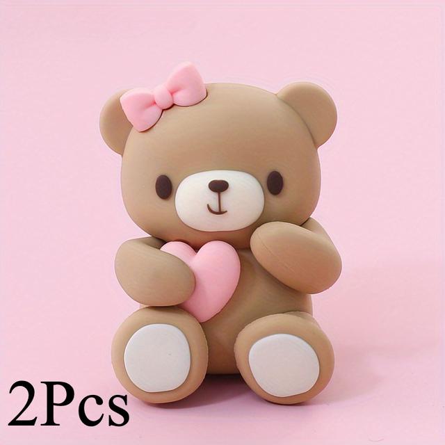 TEMU 2pcs, Statue Decoration, Desktop Decoration, Cartoon Bear Bedroom Decoration, Decorative Decoration, Birthday Party Supplies, Gift