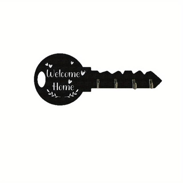 TEMU 1/ 2pcs [boho-chic | Rustic] Rustic Wooden Key Holder With Shelf & Hooks | , Space-saving Wall Mount Organizer For Keys, Coats, And More | Entryway, Kitchen, Office, Key Hanger, Boho-chic