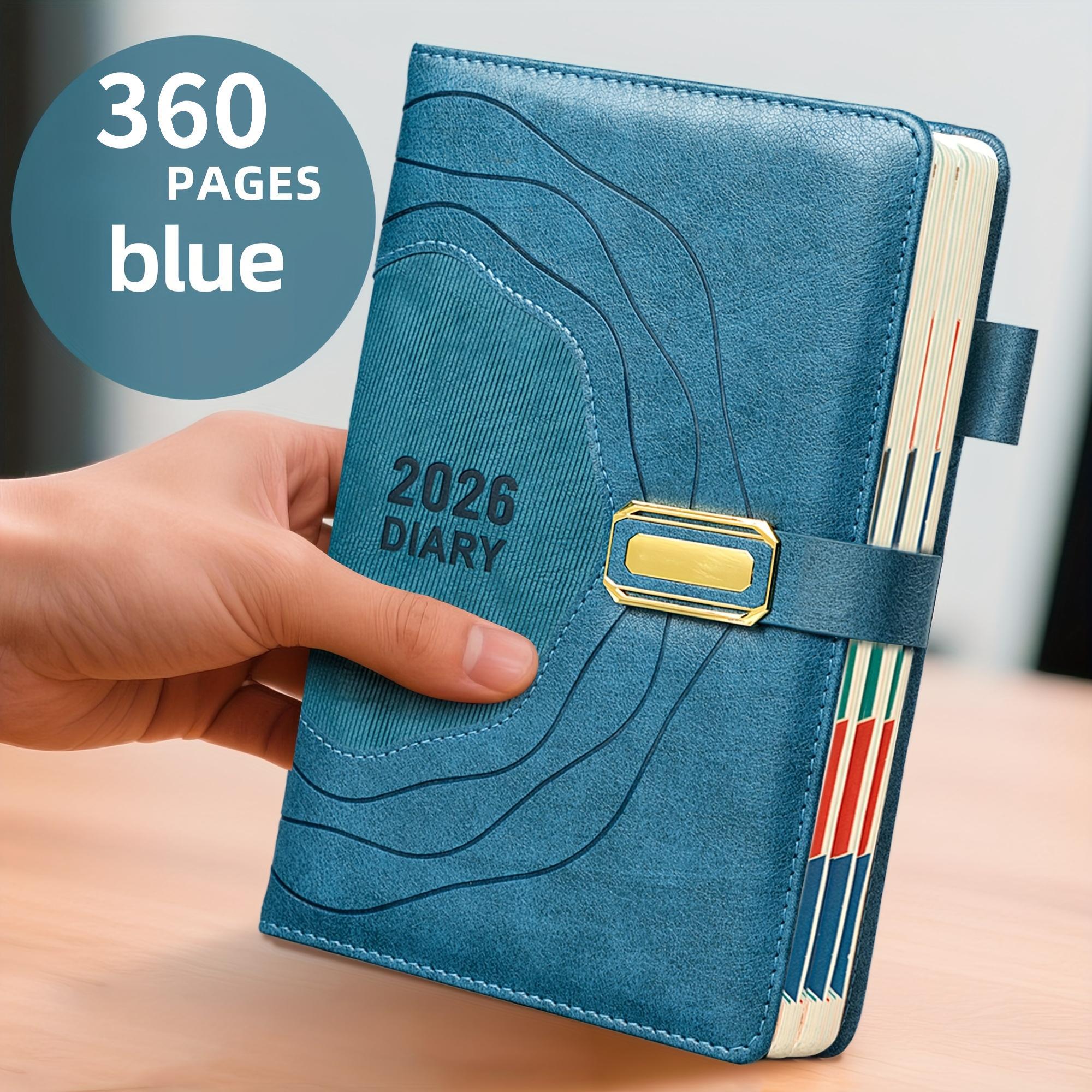 TEMU 2026 Planner- Professional Layout With Daily, Thickened Pages& Reinforced Hardcover- Elegant Blue/- Organizer For Office, Home, Or Gift- Ideal New Year Or Birthday Present For Adults