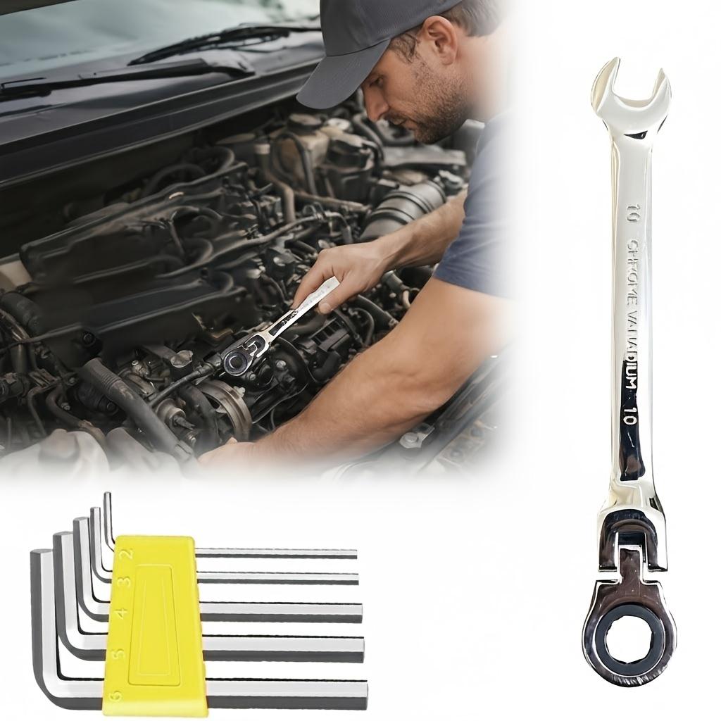 TEMU Juego de 6 llaves de de 72 dientes de grado profesional | Kit de herramientas de par de resistencia | 5 vasos hexagonales de precisión | para reparación automotriz y uso industrial