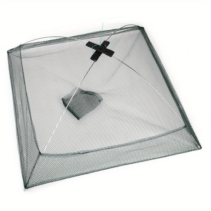 TEMU Filet de pêche pliable en nylon avec sac à appâts - Épuisette-piège pour crabes et crevettes - Épuisette plongeante portable 60/80/100 cm