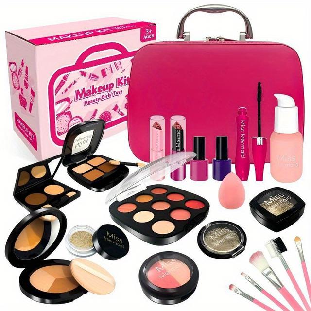 TEMU 22pcs Pretend Play Makeup Set, Kids' Dress-up Toy Kit (no Real Cosmetics Included), Girls' Role-playing Gift For Birthday Or Easter/christmas Present