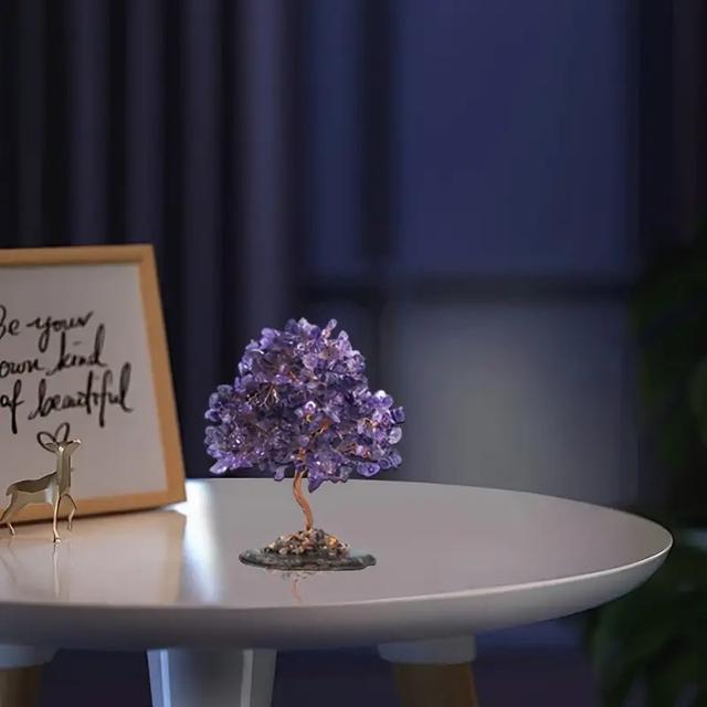 TEMU Arbre de Vie en Améthyste, Bonsaï en Cristal Naturel , Décoration pour Maison et Bureau, Design Élégant, Artisanat Artisanal, Arbre en , Décoration d'Intérieur