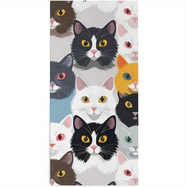 TEMU 1pc 18*26 Inch Cat Towel Soft Towel Lightweight Quick Dry Towel Suitable For Bathroom Gym