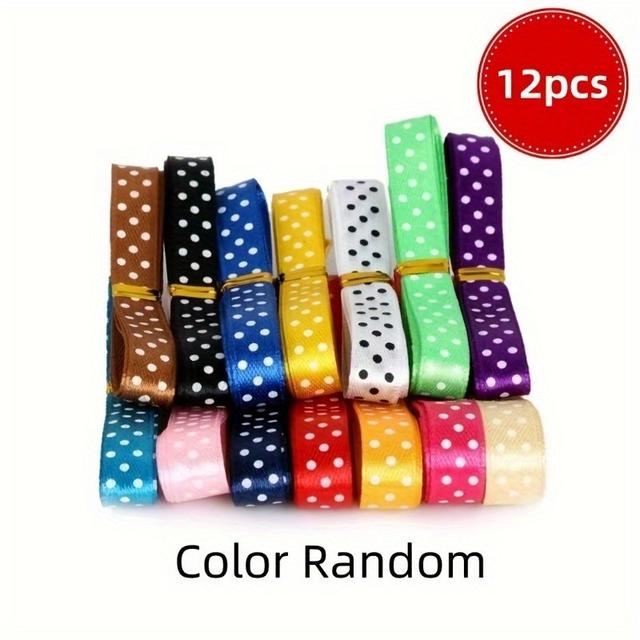 TEMU 12pcs Set Of Polka Dot Patterned Ribbons, Assorted Colors. Suitable For Gift Wrapping, Weddings, And Crafts For Decorations, Gift Packaging, And Ribbons For Christmas And Birthday Presents