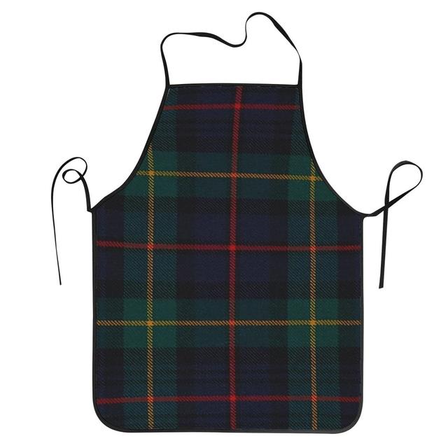 TEMU Farquharson Scottish Tartan Apron - Traditional Scottish Kitchen Apron With Green, Red, Yellow, Brown, & Checkered Pattern - Heavy-duty, Easy-clean Polyester For Cooking, Baking