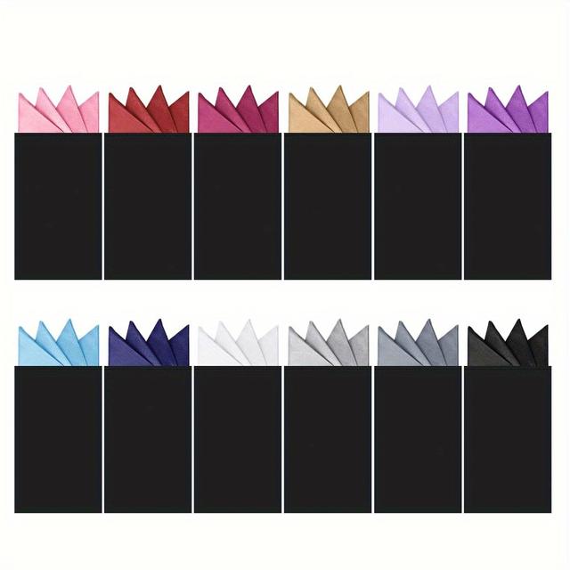 TEMU 12- Polyester - Prefolded Handkerchiefs For Formal &