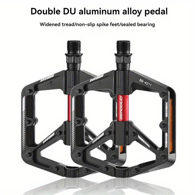 TEMU Hliníkové pedály na kolo, dvojité DU ložiska, lehký design, vhodné pro silniční a horská , cyklistické příslušenství