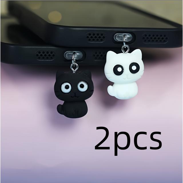 TEMU 2 tapones pequeños para de carga de polvo de gato para iPhone/Type-C/