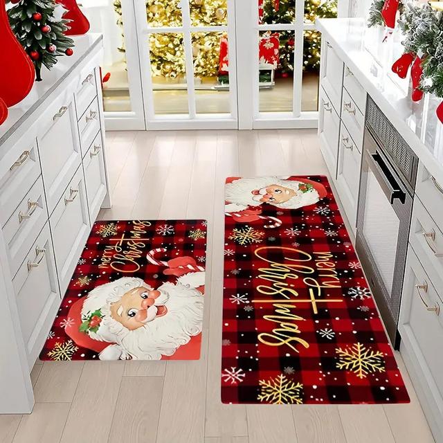 TEMU พรมคริสต์มาส 40x62/120ซม. พื้นผิวกำมะหยี่คริสตัล ดูดซับน้ำได้ดีเยี่ยมและพื้นผิวกันลื่น ตกแต่งคริสต์มาส พรมเดี่ยว