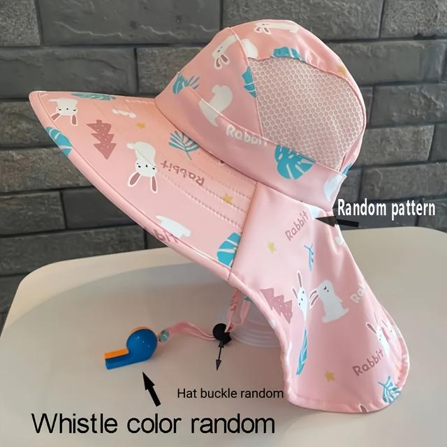 TEMU Adorable Cartoon Sun Hat, Outdoor Bucket Hat, Suitable For Aged 3 - Breathable Summer Beach Hat For Boys And Girls - Perfect For