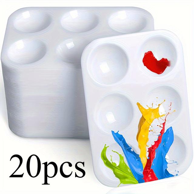 TEMU White Artist's Palette Pack Of 10/20pcs - Perfect For Watercolor Painting - Art Supplies Set Suitable For