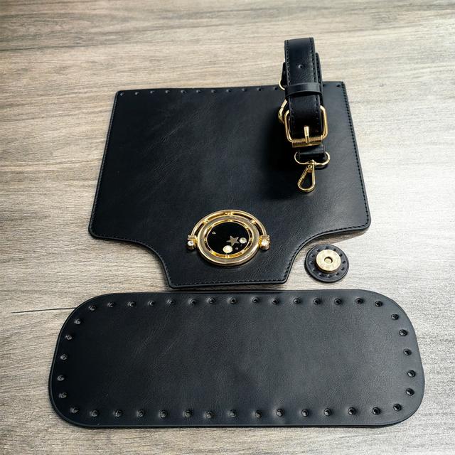 TEMU 4pcs Diy Crochet Bag Making Kit With Pu Leather Base, & Strap - Complete Handmade Purse Craft With Crochet For Women, Handmade Project, Diy, Diy Wallet Making