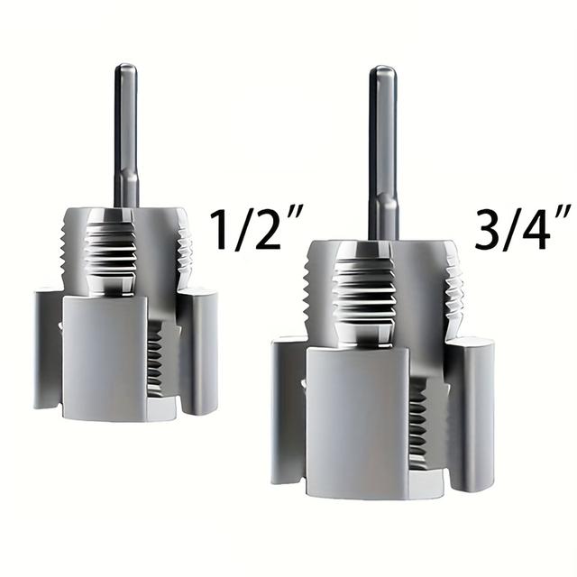 TEMU 4pcs Drillable Pvc Plastic Pipe Threading Tool Set – Internal/external Thread Socket, Suitable For 1/2inch And 3/4inch Pipes For And Professional Plumbing Installation (drill-type Threading)