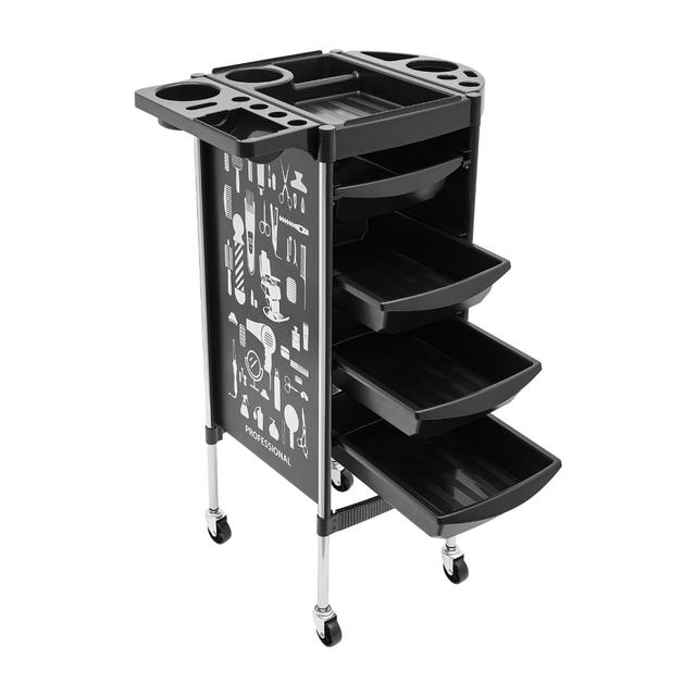TEMU Hairdressing Trolley With 4 Drawers And Wheels For Salon Work Hairdressers Black
