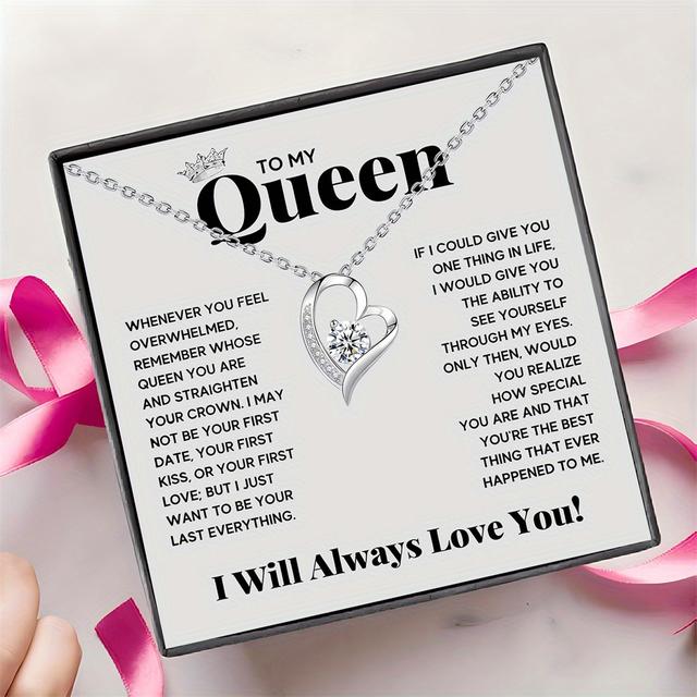 TEMU Gift Box Set Of Heart-shaped Necklace, Couple's Gift Necklace, Necklace For , Birthday Christmas Jewelry, Romantic Gift For My Wife, Gift Pendant, Wife, Girlfriend, For Teenager