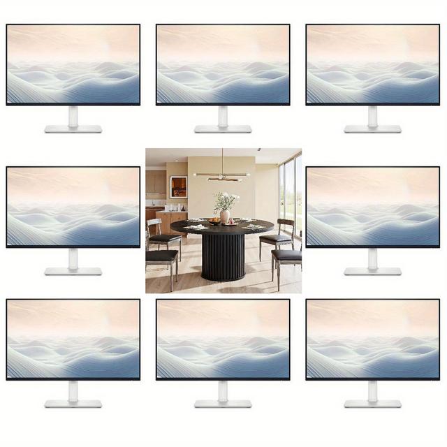 TEMU Modern Round Dining Table For 4 To 6 People, 47 Inches In Diameter, Featuring A Fluted Round Base. Ideal For , Kitchen, Or Living Room, In A Black Finish.