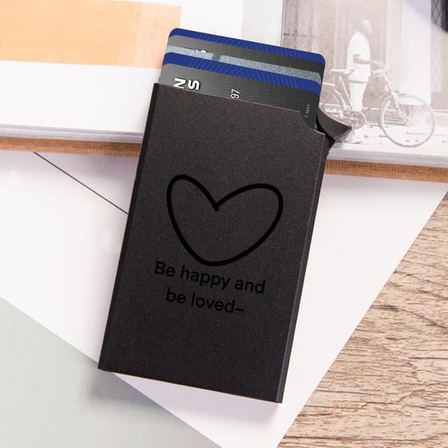 TEMU محفظة رجالية وحافظة بطاقات بتصميم Pop Up مضادة للسرقة مع حماية RFID - تصميم "Forever " - حافظة أعمال رقيقة من الألومنيوم المعدنية لحماية البطاقات الائتمانية والبنكية للرجال والنساء