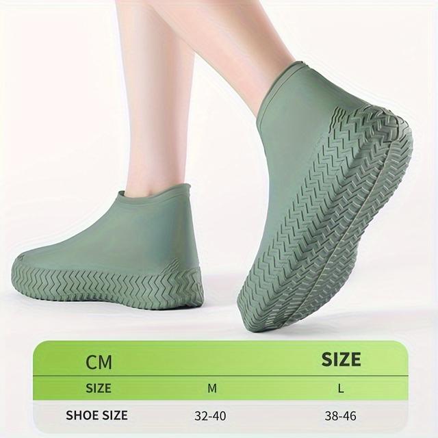 TEMU 2pcs Reusable Silicone Shoe Covers - Waterproof, Slip-resistant Overshoes For Rain, Hiking, Cycling & Gardening | Portable, Easy To Fold & Carry | Green, Hiking Accessories