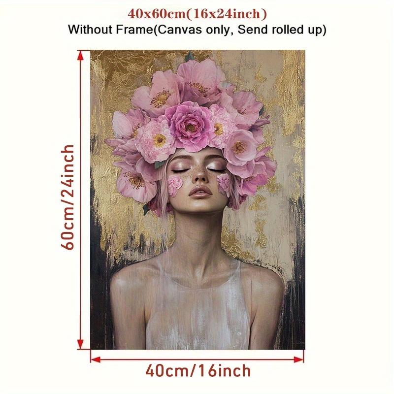 TEMU 1pc Unframed Canvas Poster - Dressed In White Has Of Blooming On His Head- Frameless Wall Decoration For Living Room, Bedroom, Home Office - Unique Gift Ideas