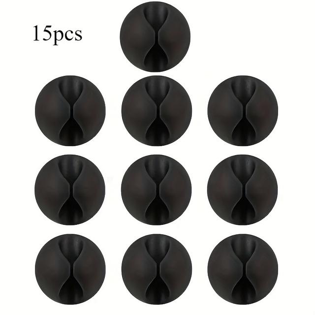 TEMU 15/30pcs Desktop Cable Organizer Clips, Cord Management Clips For Headphone Charging Cables, Bedside Desk Car Cable Clips, Cable Fasteners