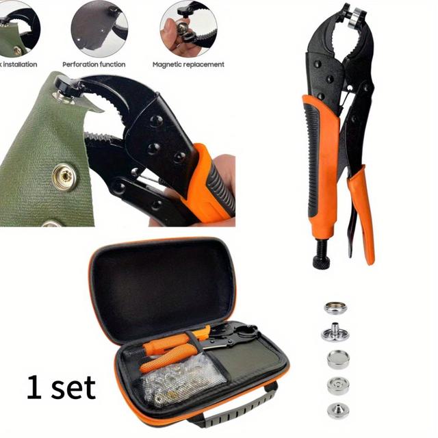 TEMU Heavy-duty Snap Fastener Kit With Adjustable Setter - Includes 80 Marine Snaps For Clothing, Leather & Boat Covers