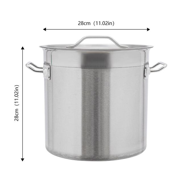 TEMU 17l/ 4. 49gal Stainless Steel , Large Kitchen Soup W/ Lid - Used On Induction, Gas, Electric, Glass, Ceramic, And Halogen Stoves