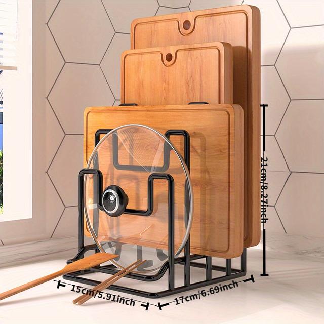 TEMU Kitchen Cutting Board Rack, Vegetable Board Holder, Countertop Pot Lid Storage Rack, Home Storage Shelf Support