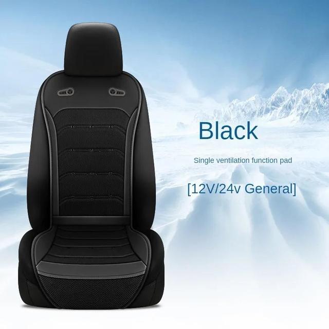 TEMU 24" Universal Car Cooling Seat Cushion With Dual Fans & 24 Vents - Summer Breathable Anti-slip Leather Pad For Large & Sedan Vehicles, Enhanced Cooling Effect, , Car Seat Cushion