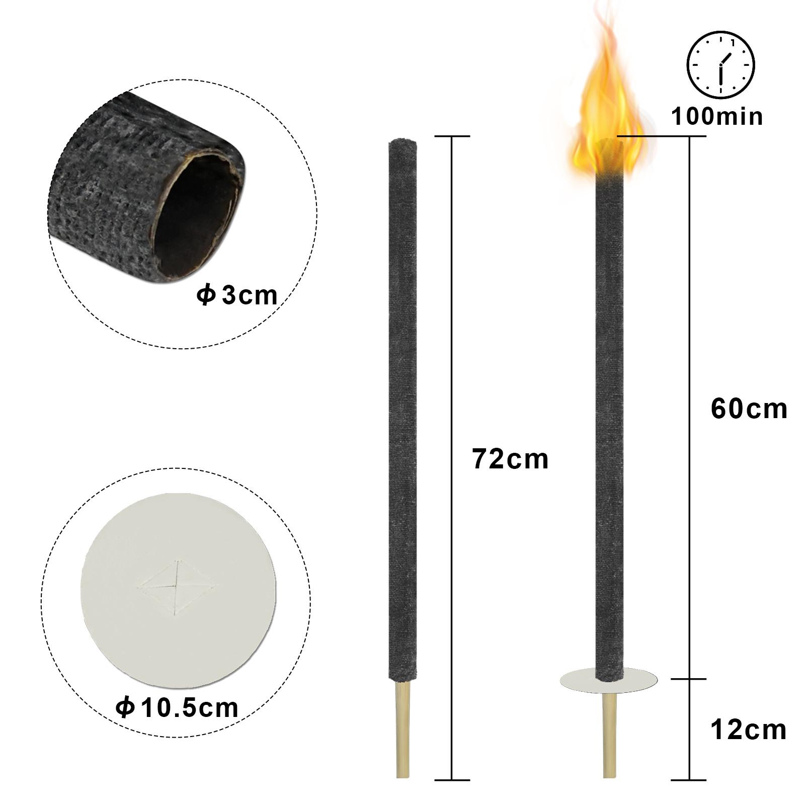 TEMU Set Of 50 Outdoor Wax Torches - 100 Minutes Of , Perfect For Gardens, Camping, Patios, And Parties, Featuring A Non-slip Handle