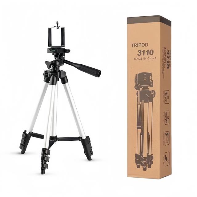 TEMU Set de Trípode 3110 - Soporte Telescópico de 110cm con Clip para Teléfono y Bolsa de Almacenamiento