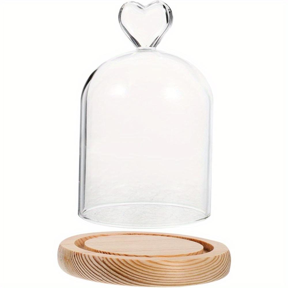 TEMU Glass Dome Display Case With Wood Base - Elegant Heart-shaped Preserved For Home Decor, No Electricity Needed, Random Style, Glass Decor, No Power Decor, Stylish Preservation, Natural