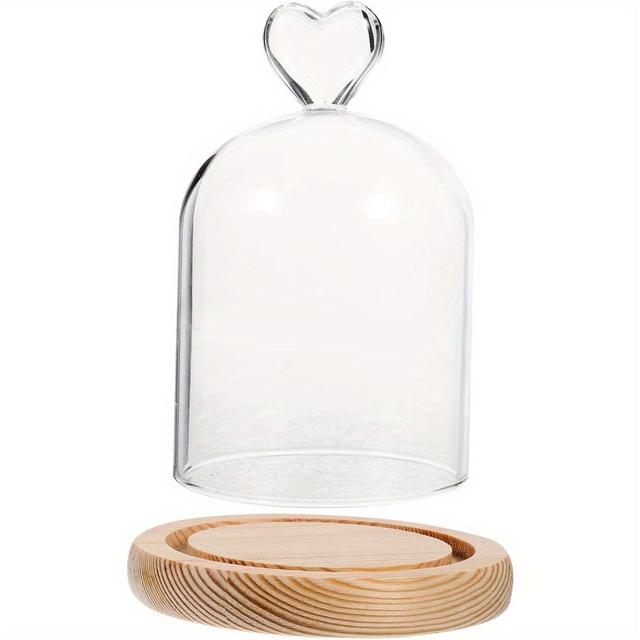 TEMU Glass Dome Display Case With Wood Base - Elegant Heart-shaped Preserved For Home Decor, No Electricity Needed, Random Style, Glass Decor, No Power Decor, Stylish Preservation, Natural