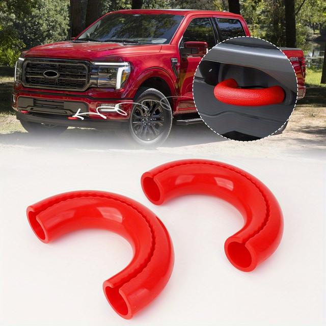 TEMU 2pcs For 2004-2024 For Ford F150 Red Front D-ring Tow Hook Cover, , Trailer Hook Accessories Protective Cover Modification, Durable And Practical