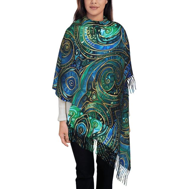 TEMU A Fashionable Winter Shawl Featuring Maori Prints And Tassels, This Versatile Accessory Is Ideal For Everyday Wear And Essential For Style Lovers