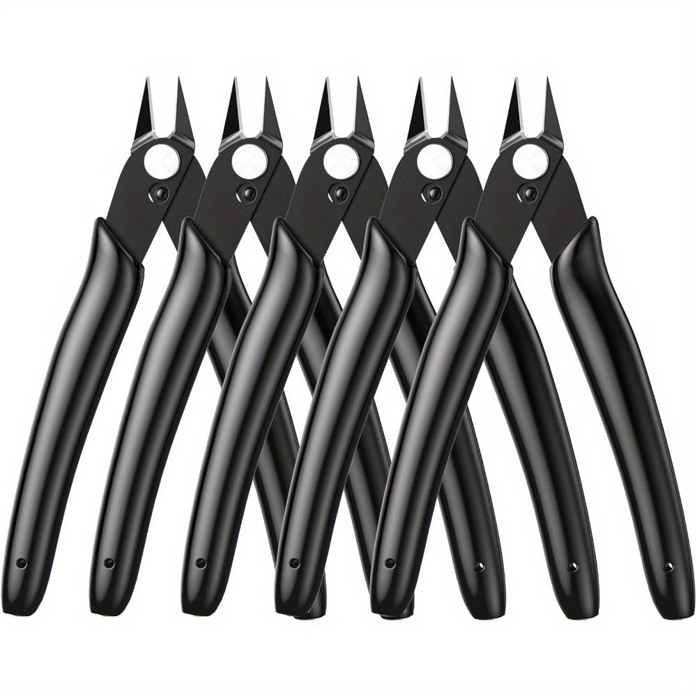 TEMU 5pcs Precision Wire Cutter Set With Flush Cutters & Nippers - Heavy-duty 5-inch Long Metal Wire Cutters With Ergonomic Handle, For Jewelry, Electronics
