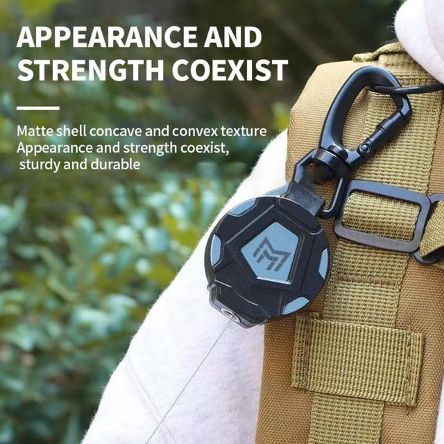 TEMU Keychain Retractable Heavy Duty Carabiner Badge Holder Reel Coated Steel Cord Bearing Id No Logo