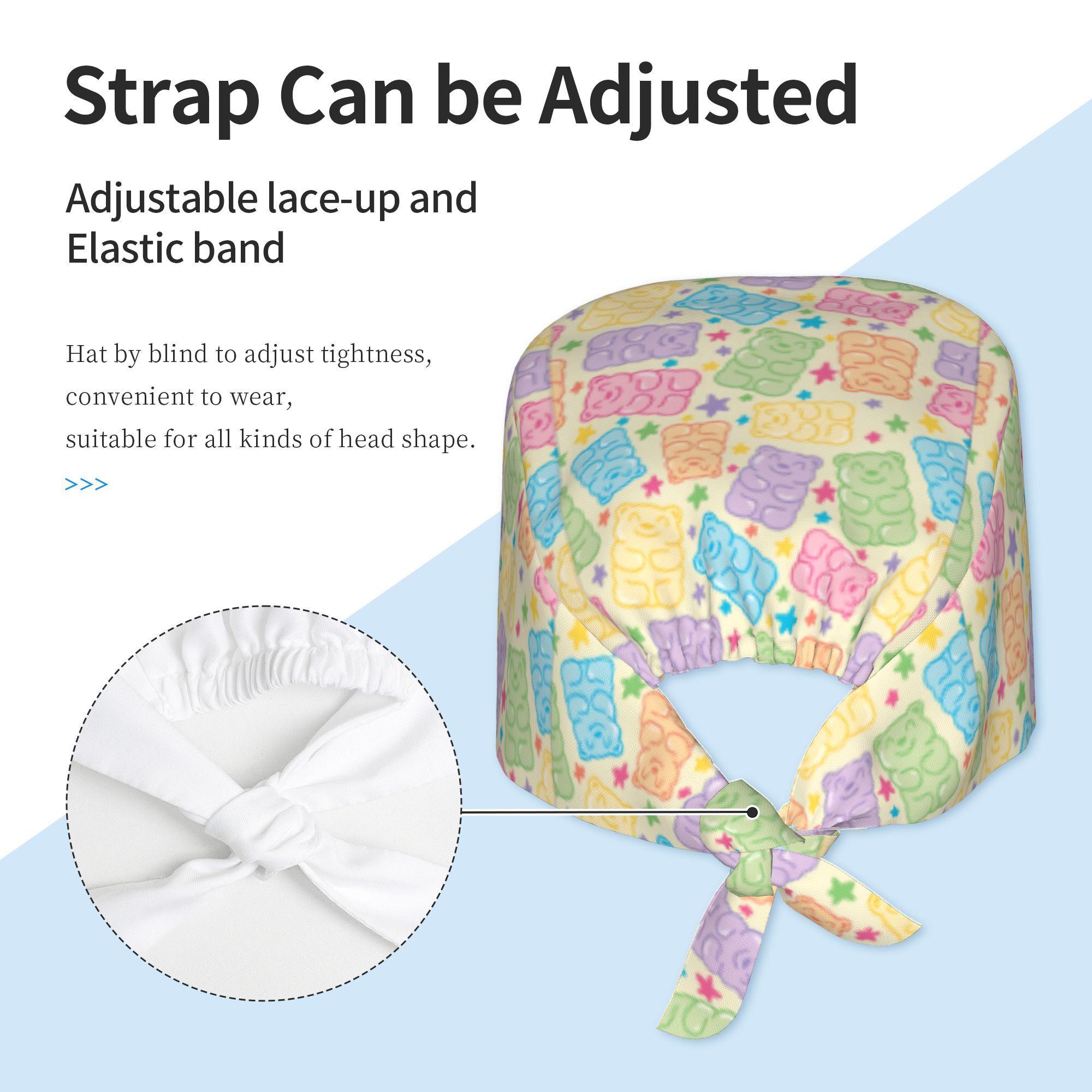 TEMU 1 gorro de trabajo con un diseño vibrante de osito gomoso, perfecto para una estética pastel bonita, ideal para decoraciones divertidas de y una idea de regalo navideño con temática de dulces