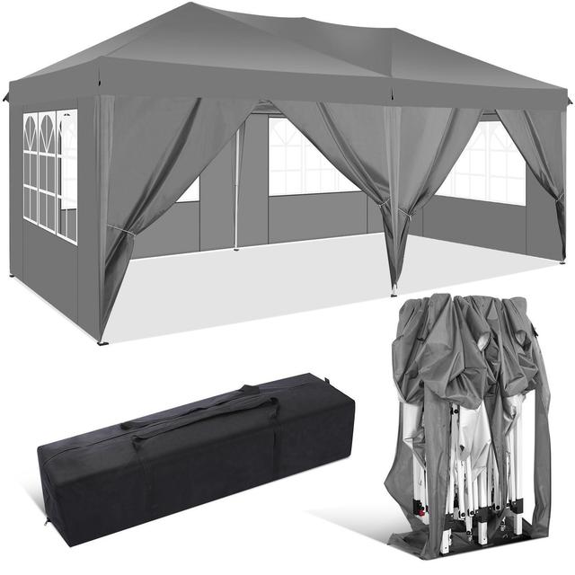 TEMU 3x6m Pavillon mit 8 abnehmbaren Seitenwänden, tragbare Pop-Up Markise inklusive Tragetasche – ideal für Garten, Hochzeit Familientreffen