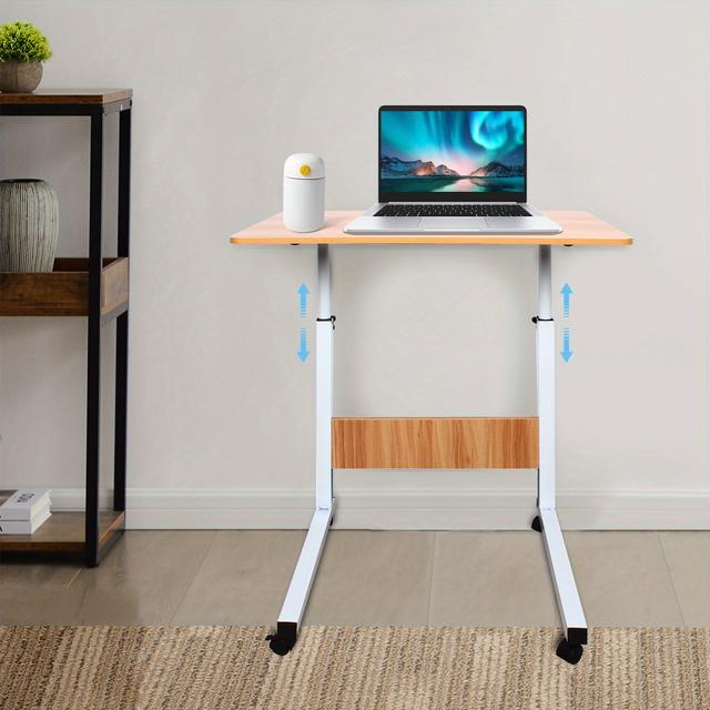 TEMU Adjustable Laptop Desk, Computer Stand With Wheels, Freestanding Computer Desk